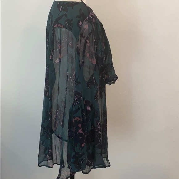 Anthropologie Teal and Purple Sheer Blouse - Picture 4 of 7